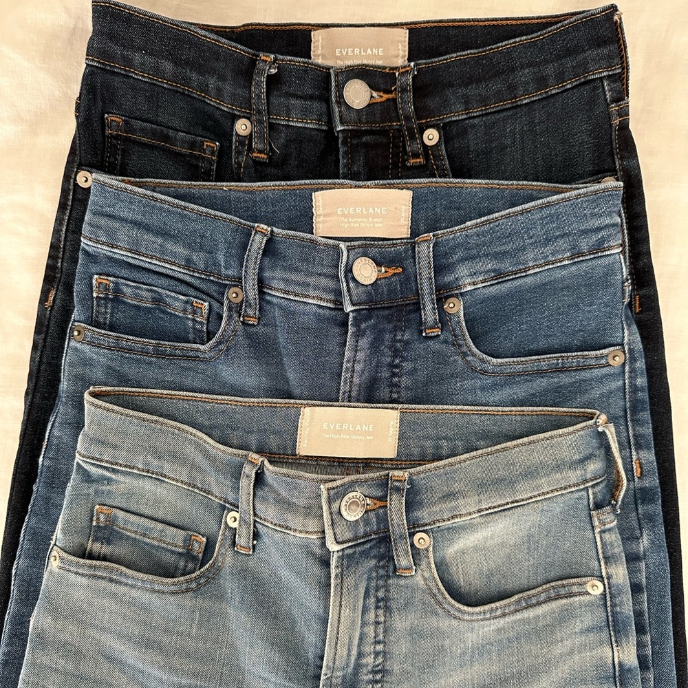 Lot of 3 pairs of NWOT Everlane high-rise, skinny jeans. All size 25